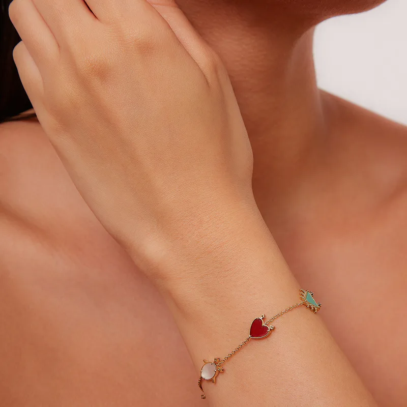 BRACELET PETITS PERSONNAGES OR JAUNE