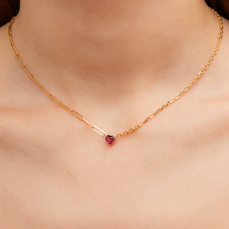 COLLIER SOLITAIRE COEUR GM OR JAUNE