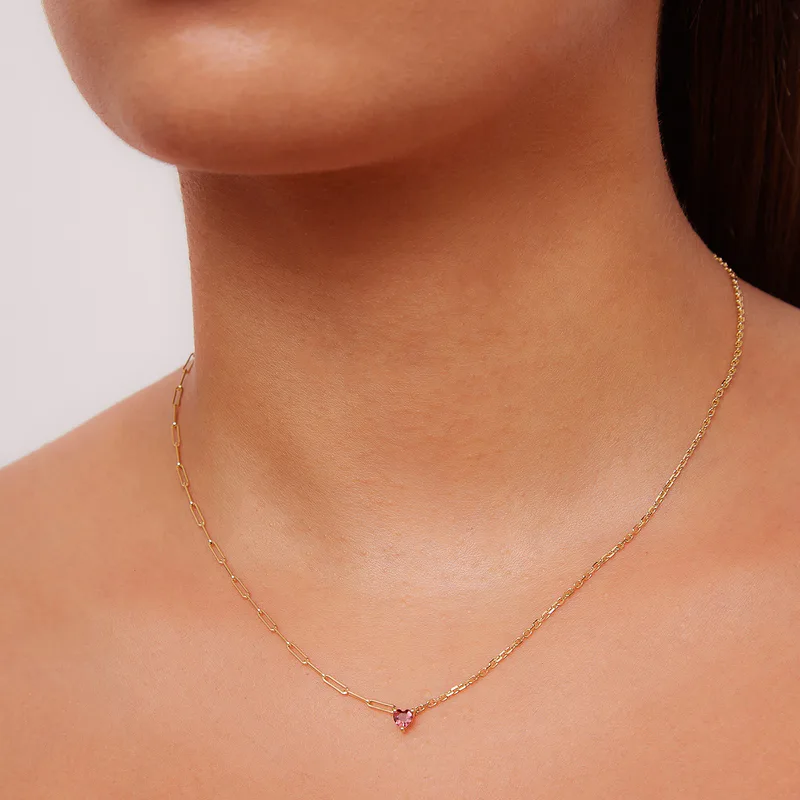 COLLIER SOLITAIRE COEUR PM OR JAUNE