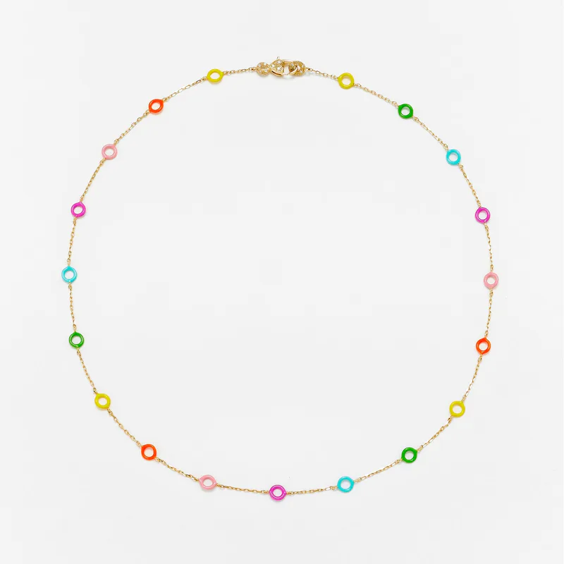 COLLIER MINI DONUTS RAINBOW OR JAUNE