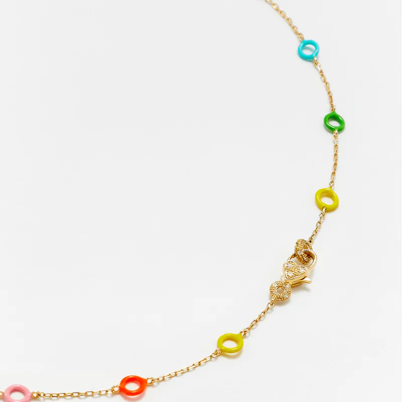 COLLIER MINI DONUTS RAINBOW OR JAUNE