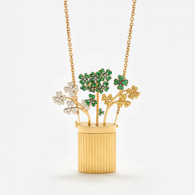 COLLIER BROCHE VASE BERLINGOT OR JAUNE