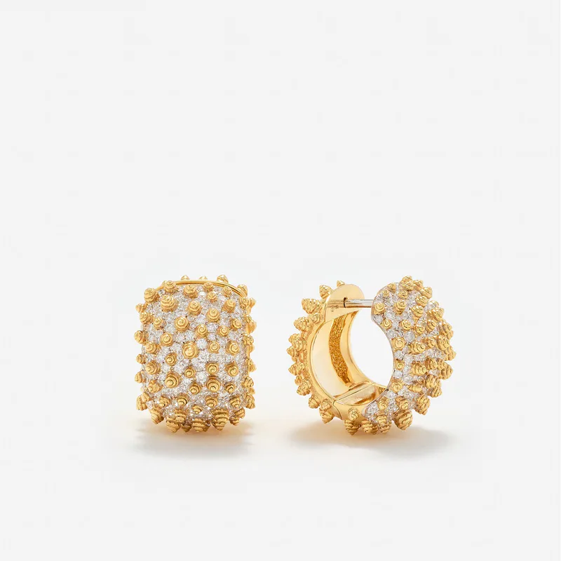 PAIRE DE CRÉOLES PICOTS DIAMANTS OR JAUNE