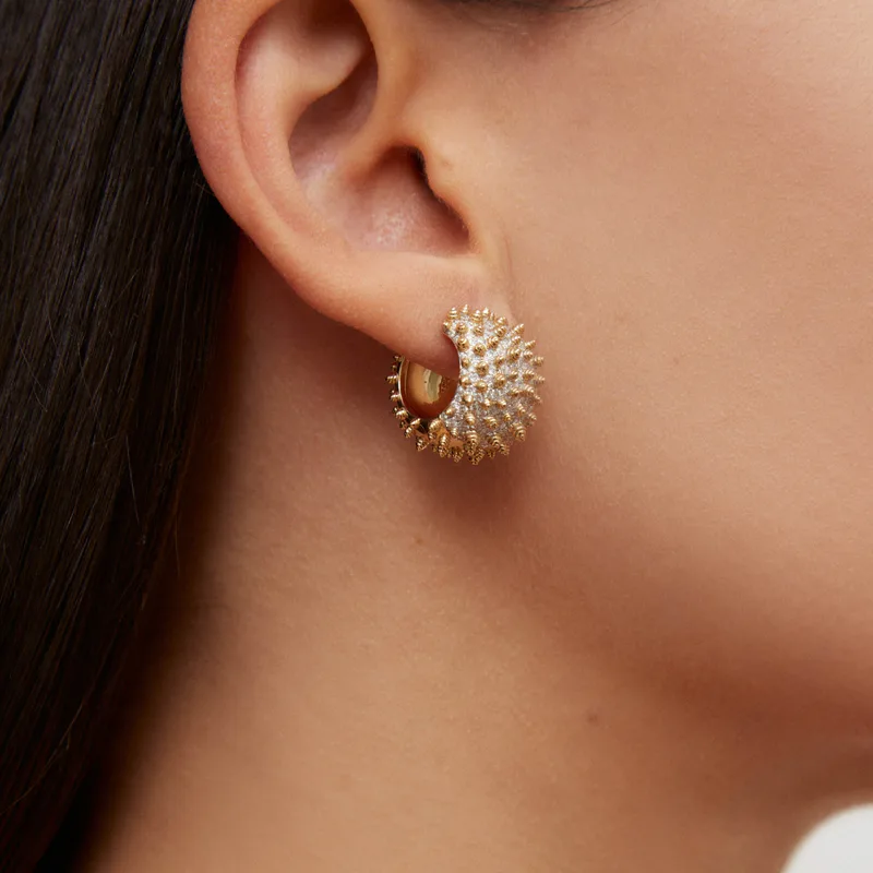 PAIRE DE CRÉOLES PICOTS DIAMANTS OR JAUNE