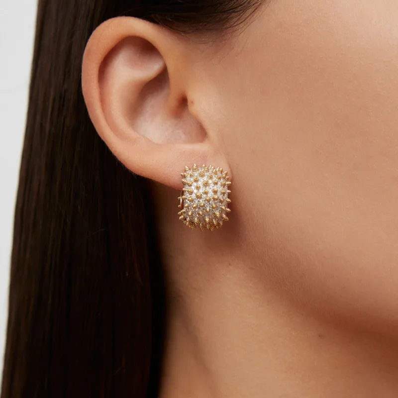 PAIRE DE CRÉOLES PICOTS DIAMANTS OR JAUNE