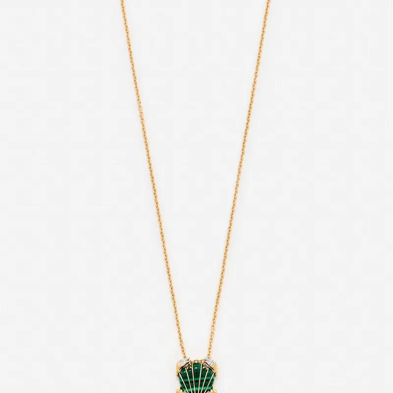 PENDENTIF MINI CRABE COQUILLAGE MALACHITE OR JAUNE