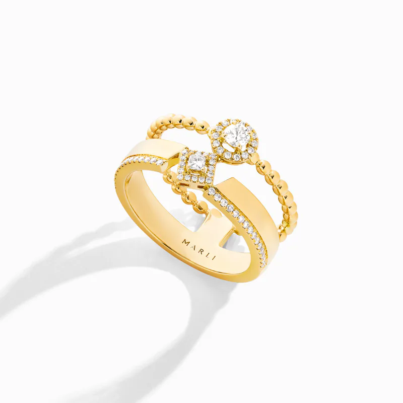 Rock Mix Double-Strand Ring