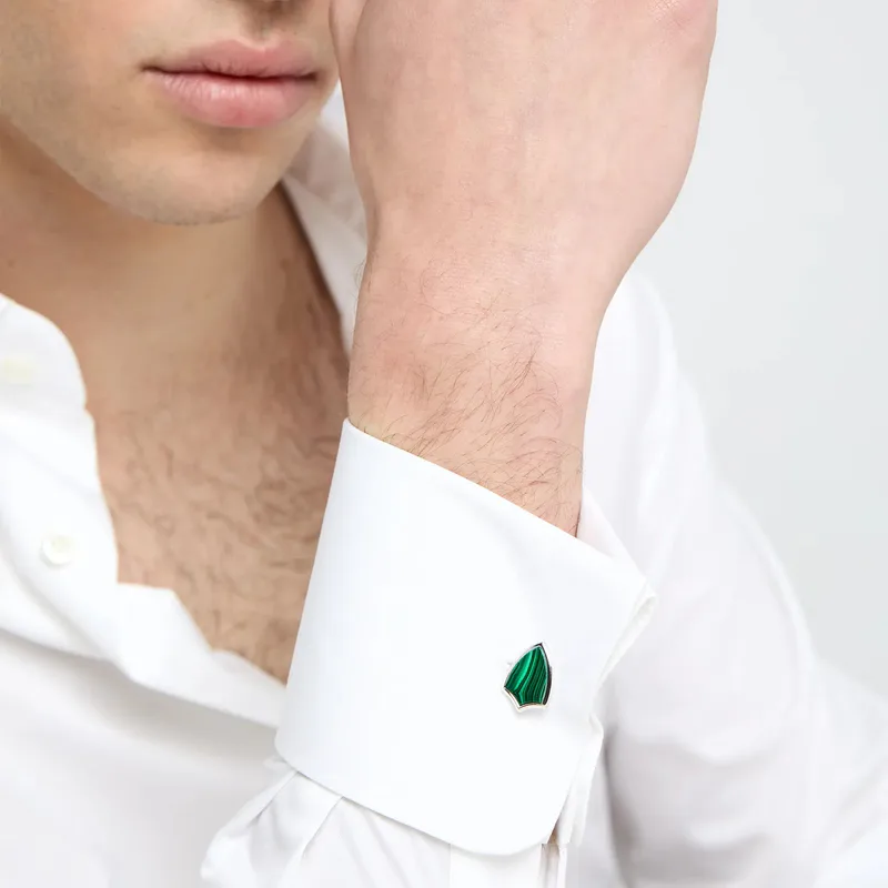 Malachite Shield Cufflinks