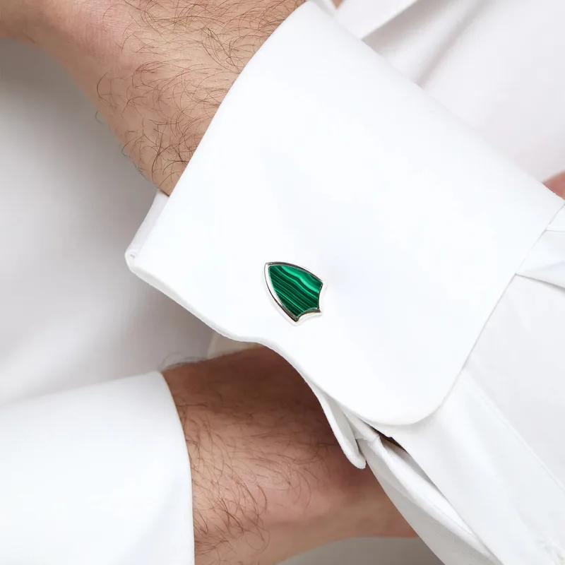 Malachite Shield Cufflinks