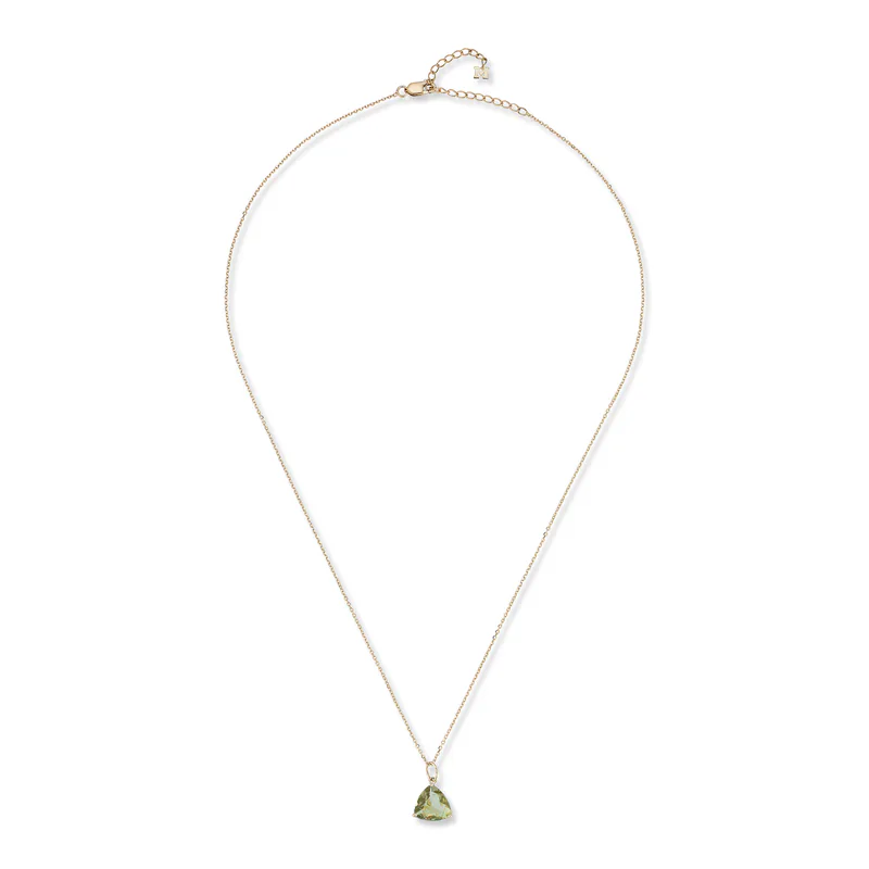 14kt Green Amethyst Trillion Necklace