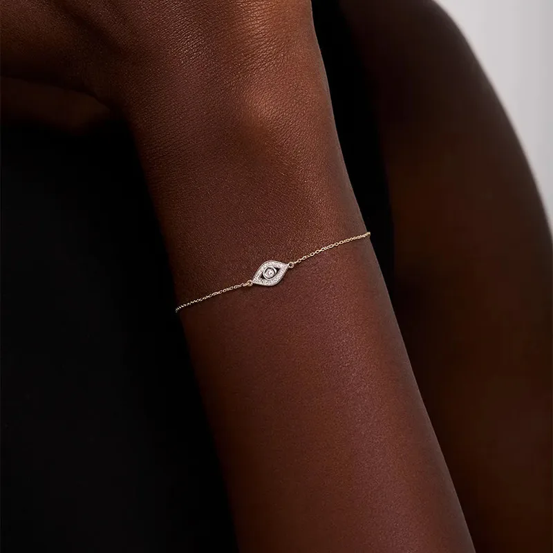14kt Diamond Evil Eye Chain Bracelet