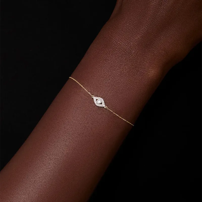 14kt Diamond Evil Eye Chain Bracelet