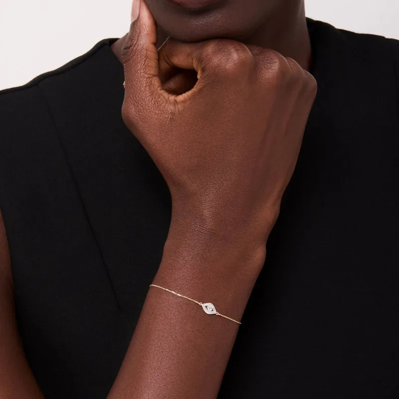 14kt Diamond Evil Eye Chain Bracelet