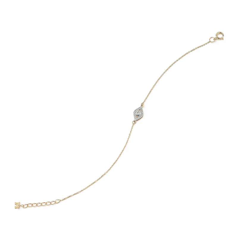 14kt Diamond Evil Eye Chain Bracelet