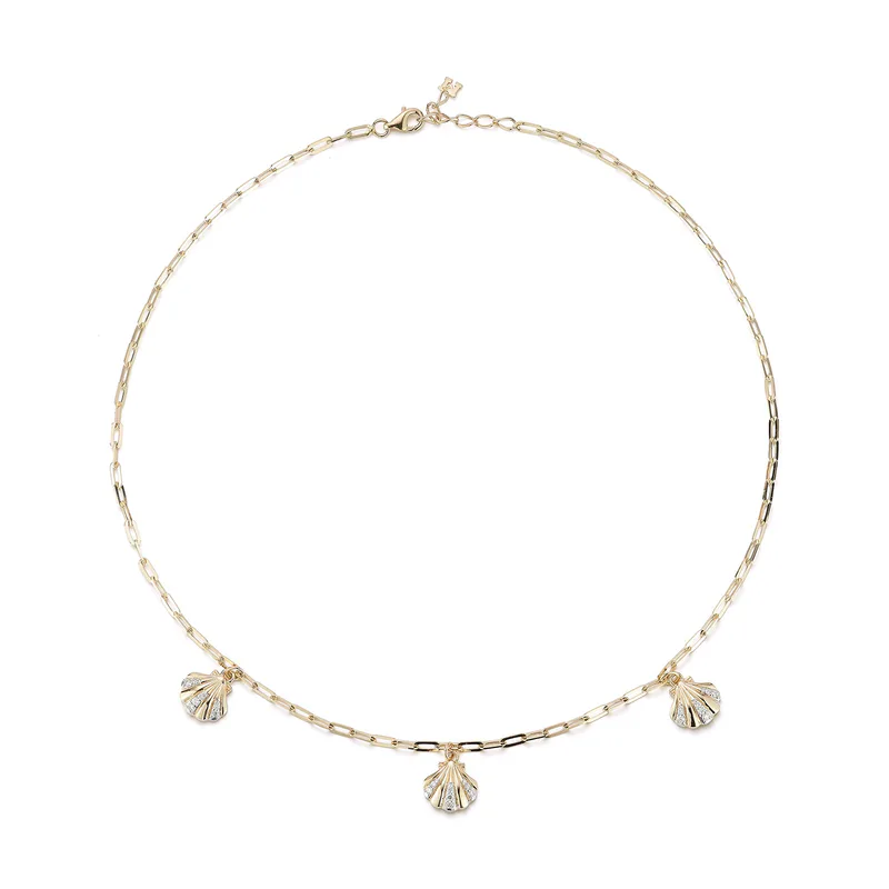 14kt 3 Petite Venus Shell Necklace