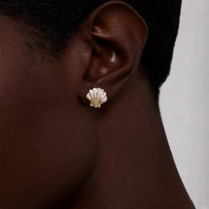 14kt Diamond Venus Shell Studs