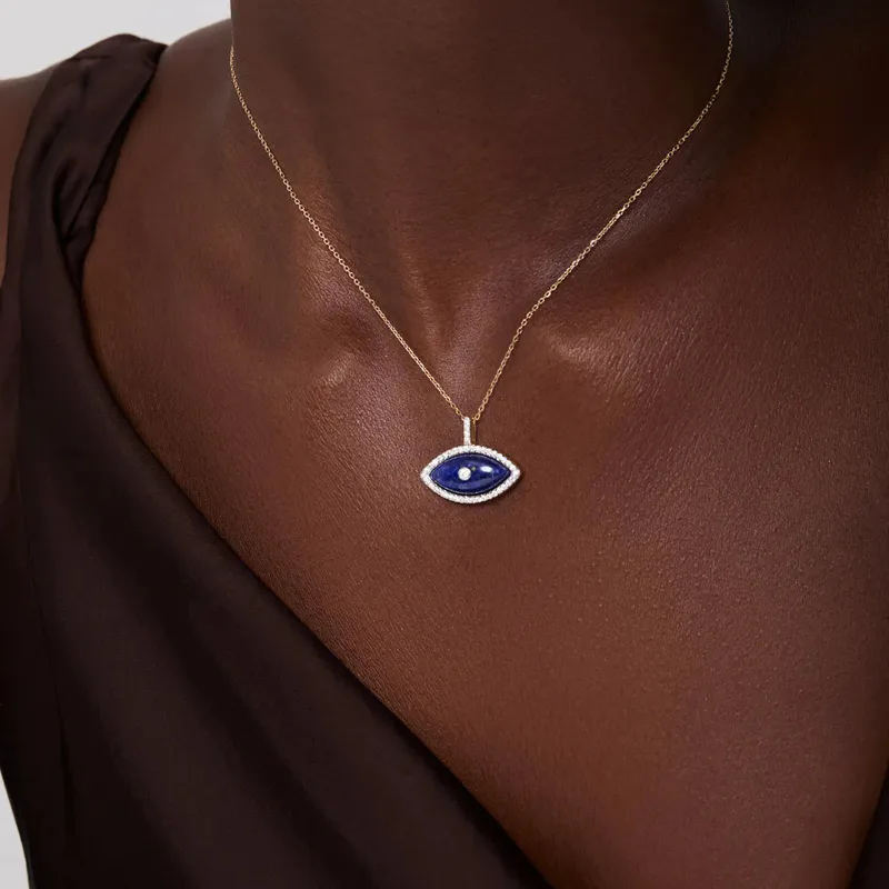 14kt Lapis Marquise Eye of Protection Necklace