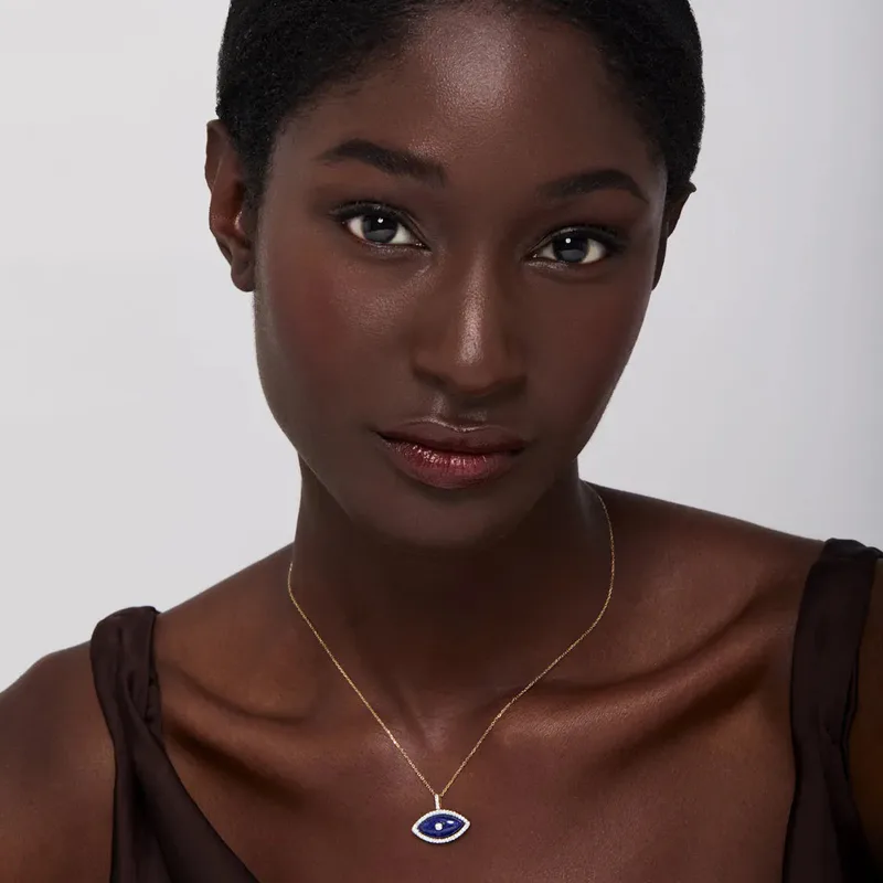 14kt Lapis Marquise Eye of Protection Necklace