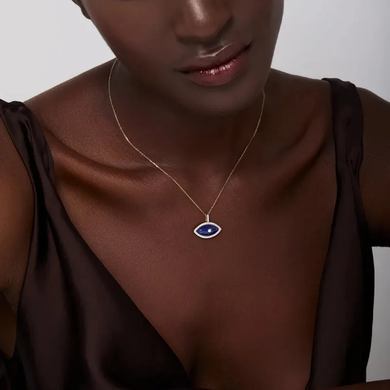 14kt Lapis Marquise Eye of Protection Necklace