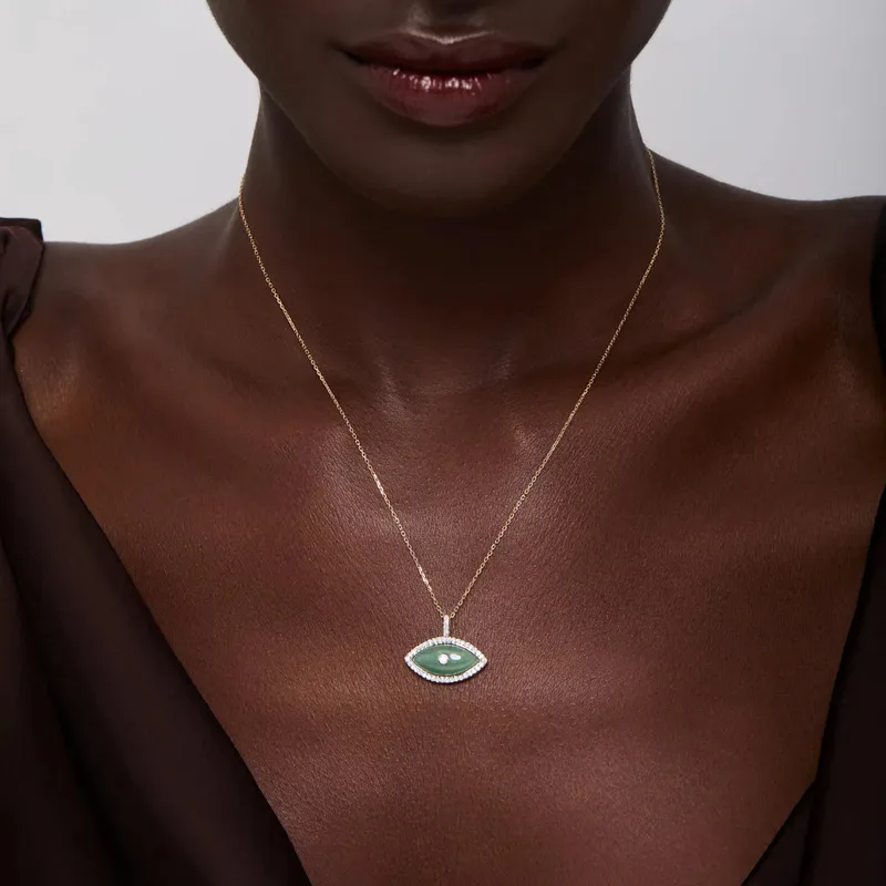 14kt Jade Marquise Eye of Protection Necklace