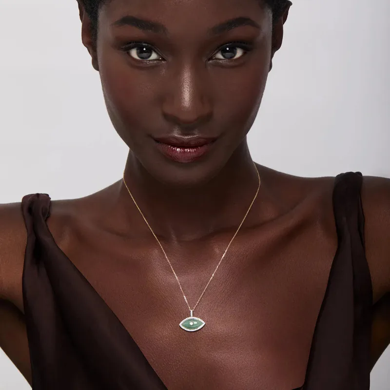 14kt Jade Marquise Eye of Protection Necklace