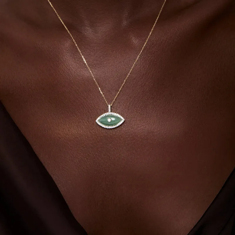 14kt Jade Marquise Eye of Protection Necklace