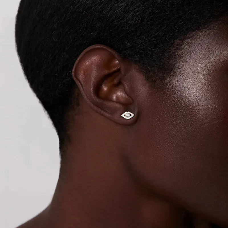 14kt Diamond Evil Eye Studs