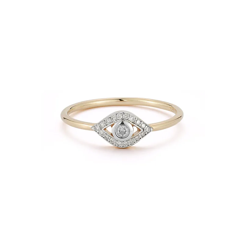 14kt Diamond Evil Eye Ring