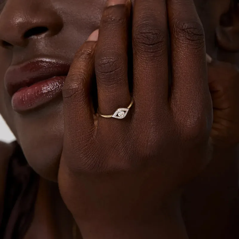 14kt Diamond Evil Eye Ring