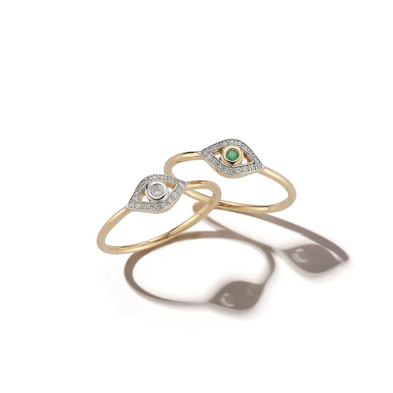 14kt Diamond Evil Eye Ring