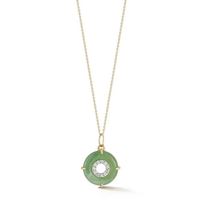 14kt Jade Donut Diamond Inner Circle Necklace