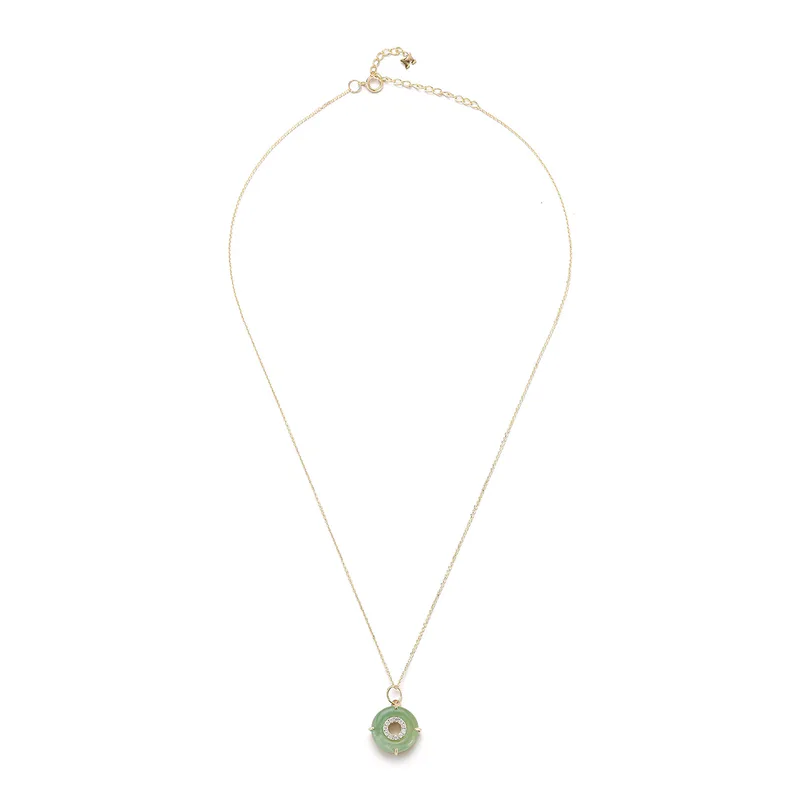 14kt Jade Donut Diamond Inner Circle Necklace