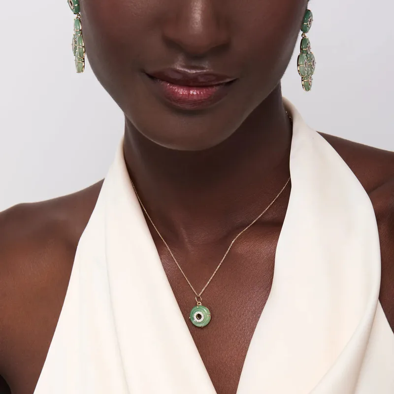 14kt Jade Donut Diamond Inner Circle Necklace
