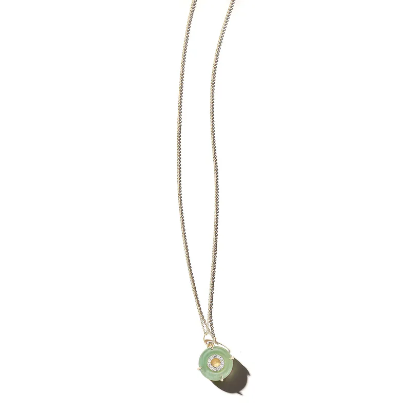 14kt Jade Donut Diamond Inner Circle Necklace