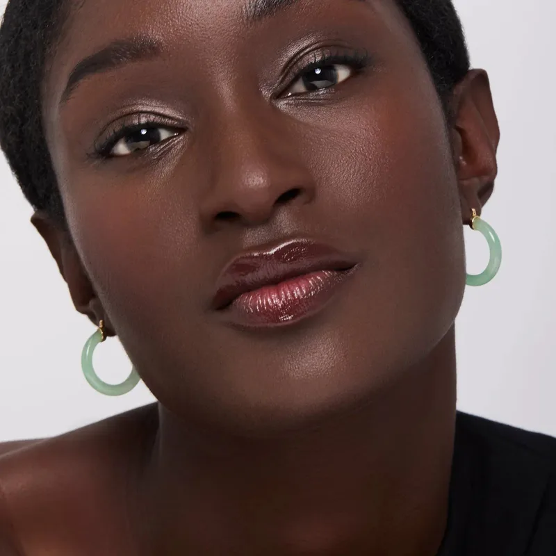 14kt Jade Hoops