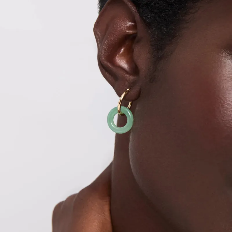 14kt Jade Donut Hoops
