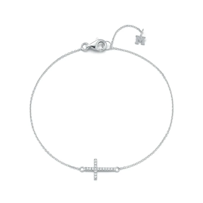 Silver Mini Diamonds Cross Bracelet