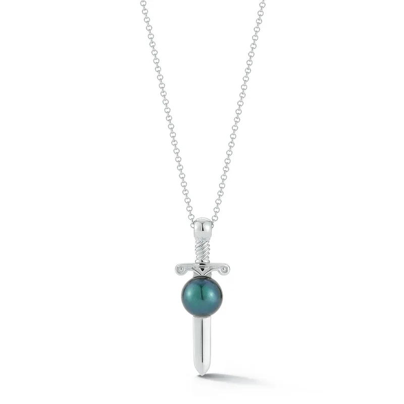 Sword in Black Pearl Necklace