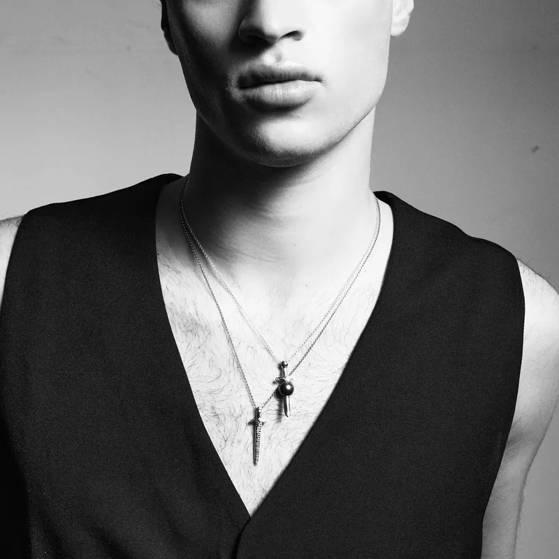Sword in Black Pearl Necklace