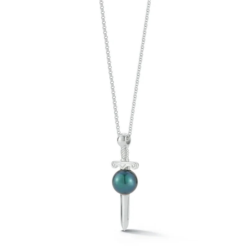 Sword in Black Pearl Necklace
