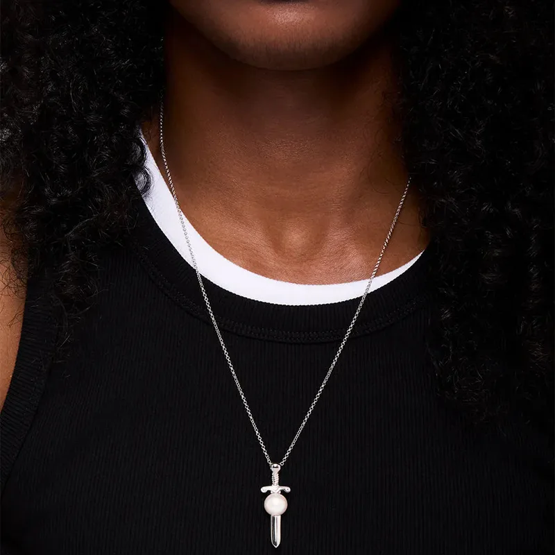 Sword in White Pearl Necklace