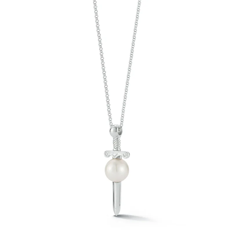Sword in White Pearl Necklace