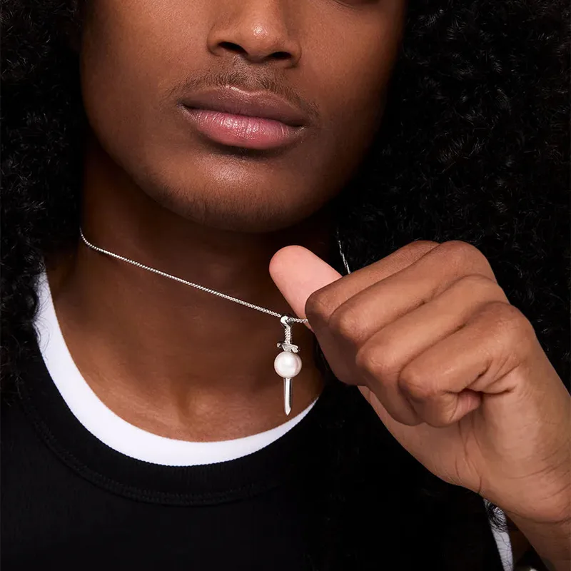 Sword in White Pearl Necklace