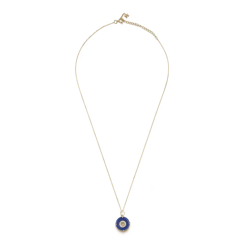 14kt Malachite Donut Diamond Inner Circle Necklace