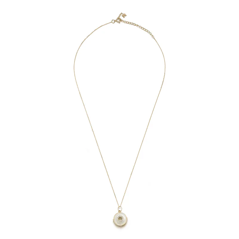 14kt Mother of Pearl Donut Diamond Inner Circle Necklace