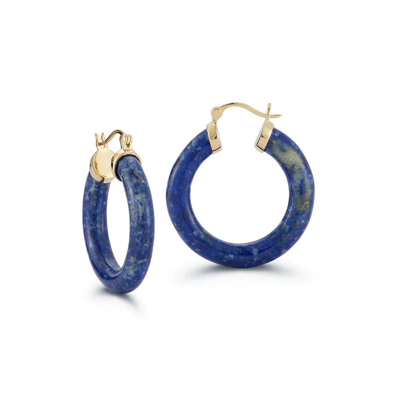 14kt Lapis Hoops