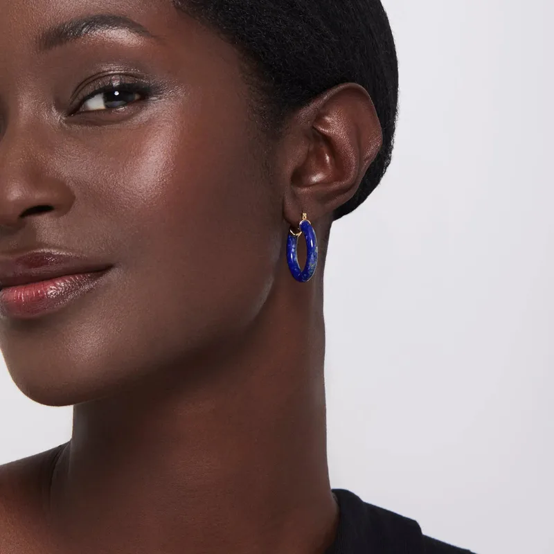14kt Lapis Hoops