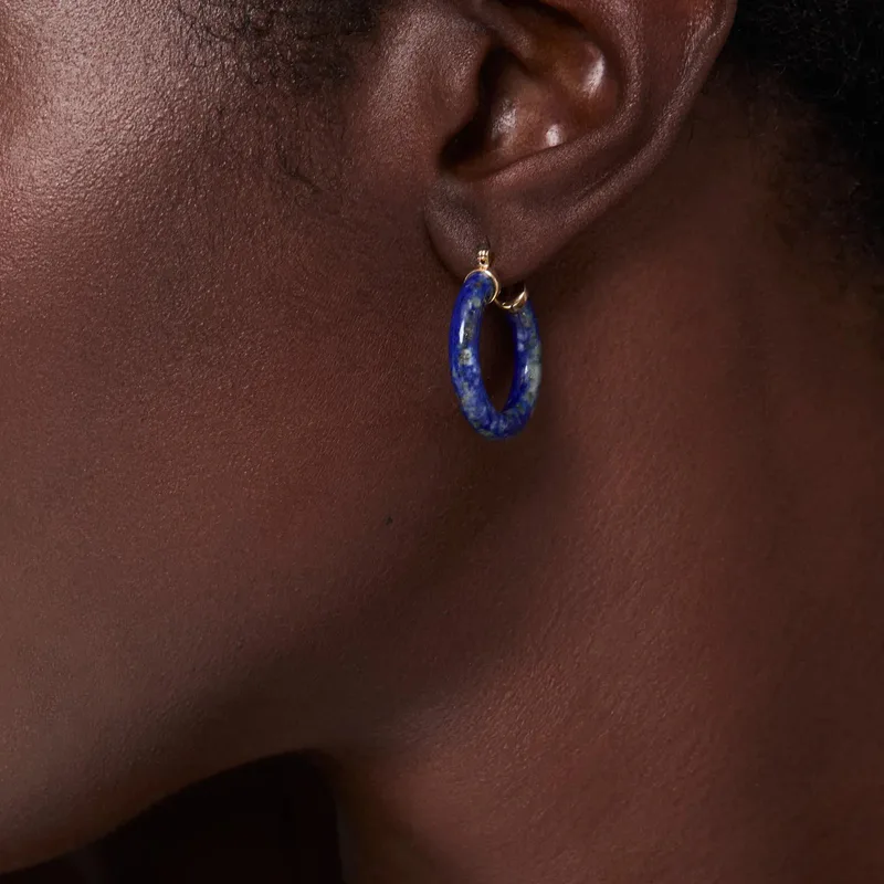 14kt Lapis Hoops