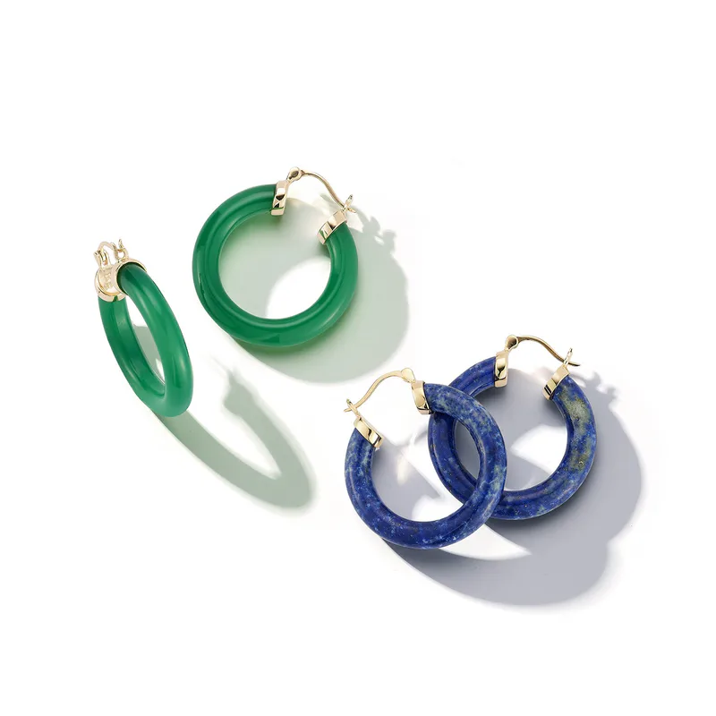 14kt Lapis Hoops