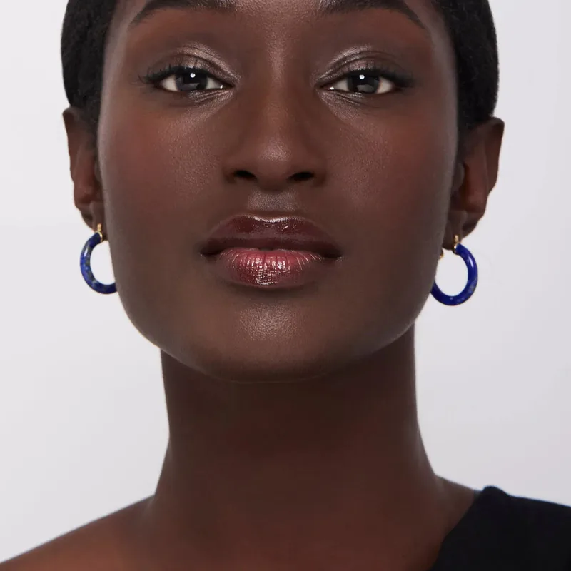 14kt Lapis Hoops